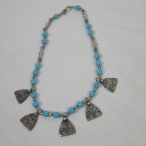 Native American Turquoise 925 Sterling Silver Beaded Necklace